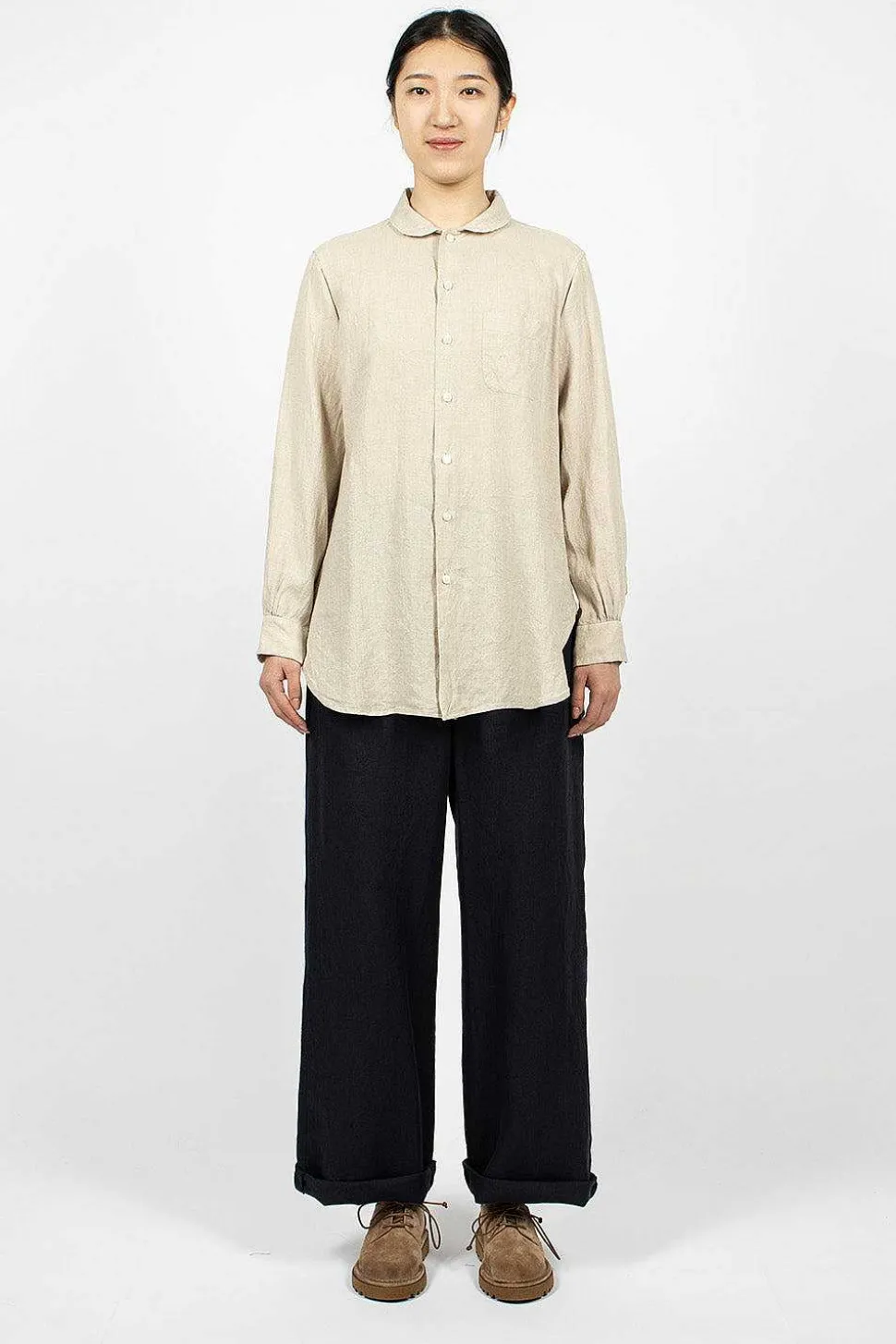Rounded Collar Shirt Natural