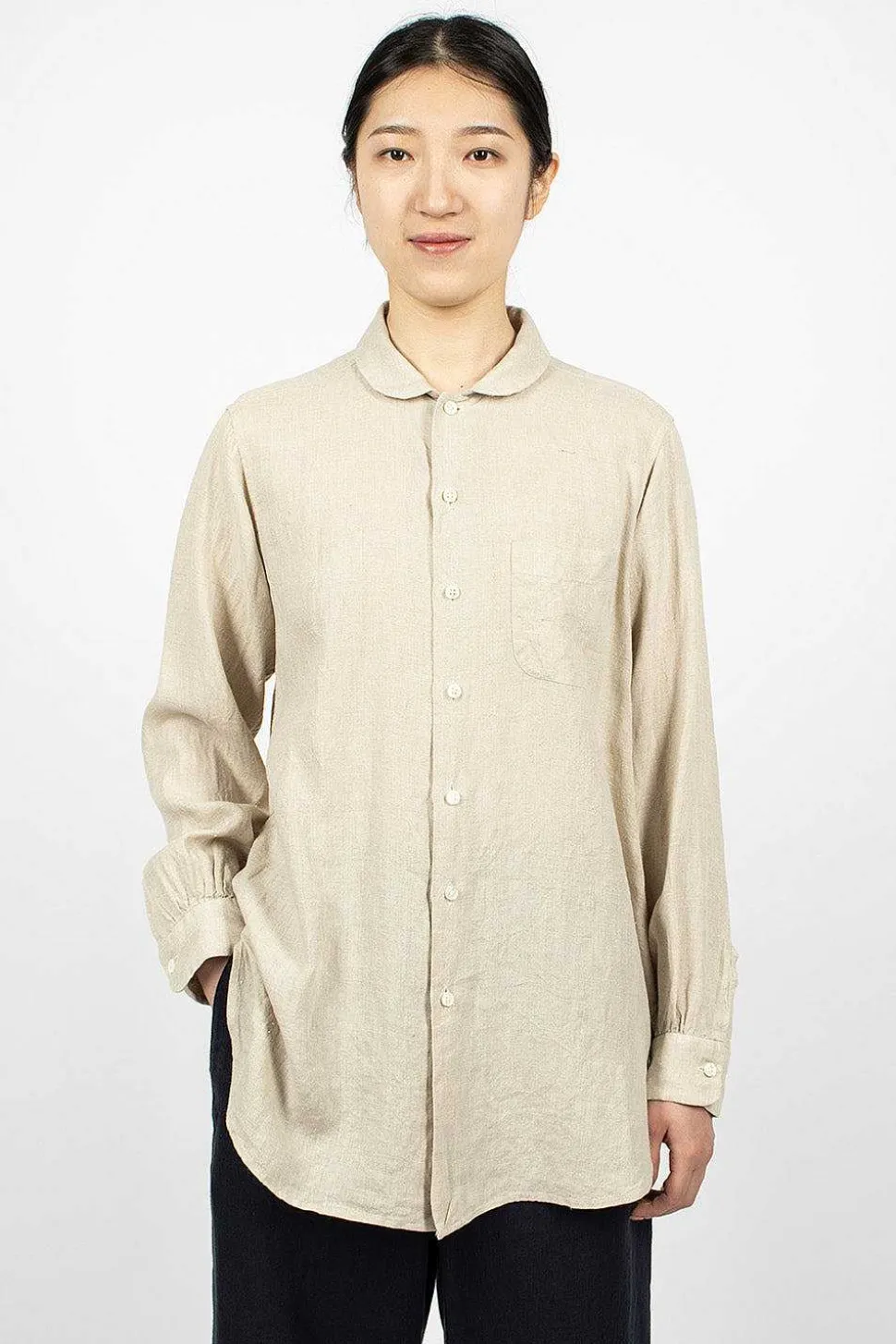 Rounded Collar Shirt Natural