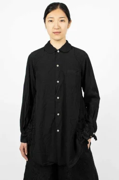 Ruffle Gusset Shirt Black