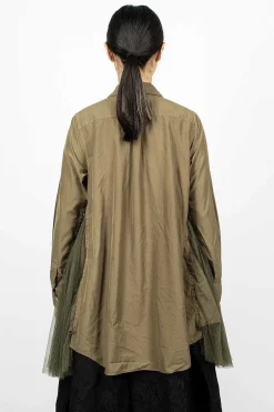 Ruffle Gusset Shirt Khaki