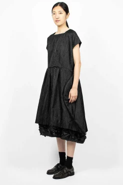 Ruffle Jacquard Dress Black
