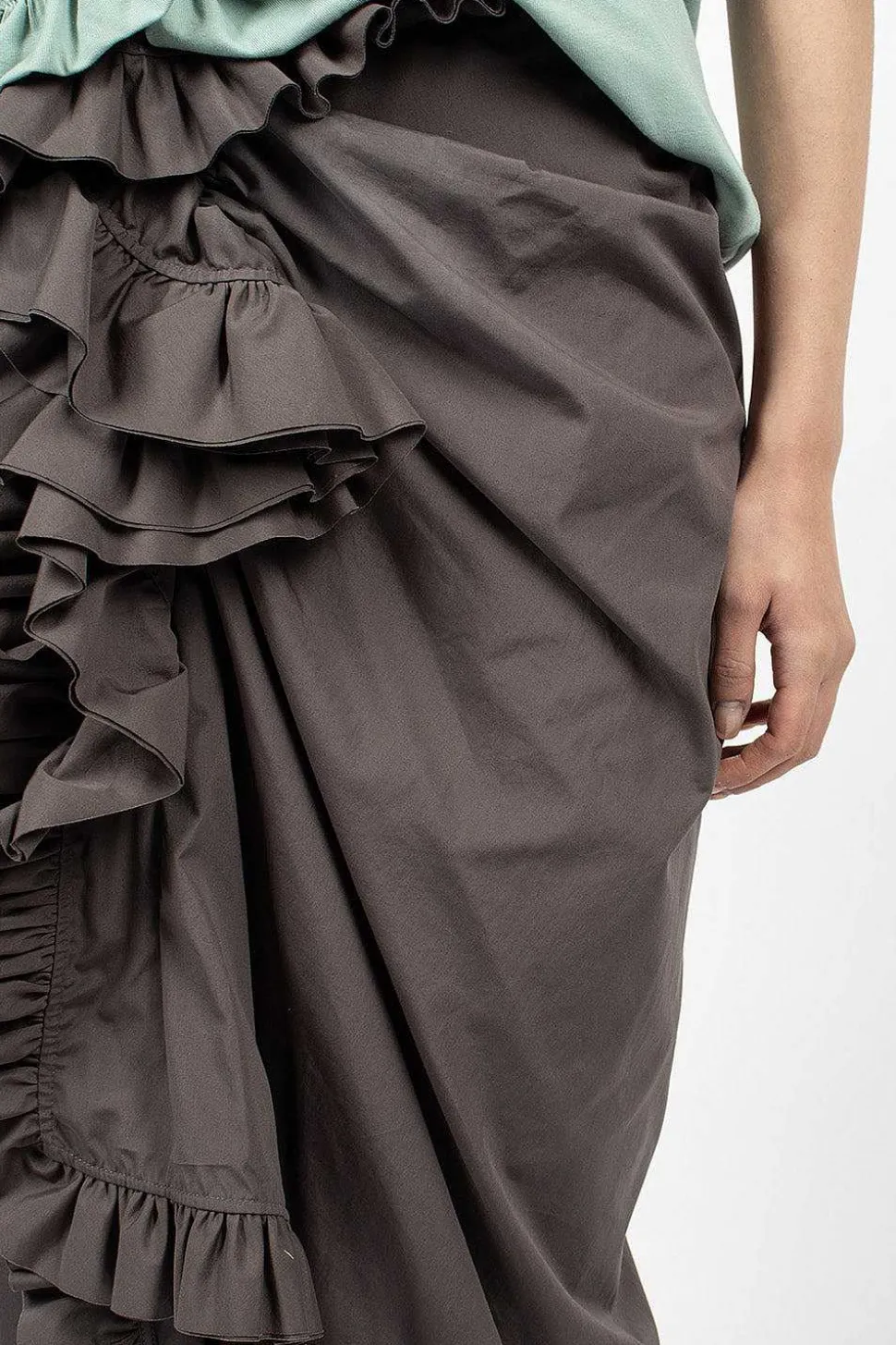 Ruffle Pencil Skirt Grey