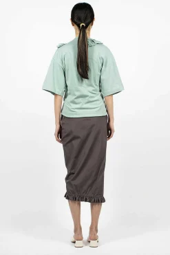 Ruffle Pencil Skirt Grey