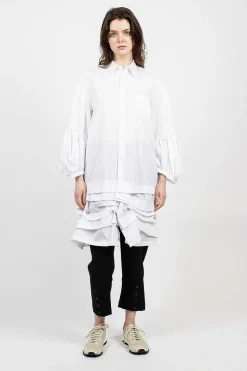 Ruffle Shirt Dress White
