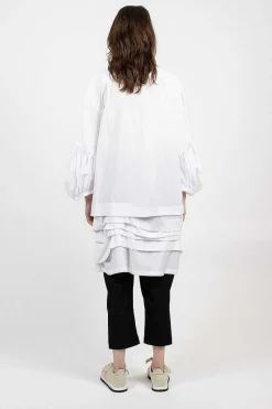 Ruffle Shirt Dress White