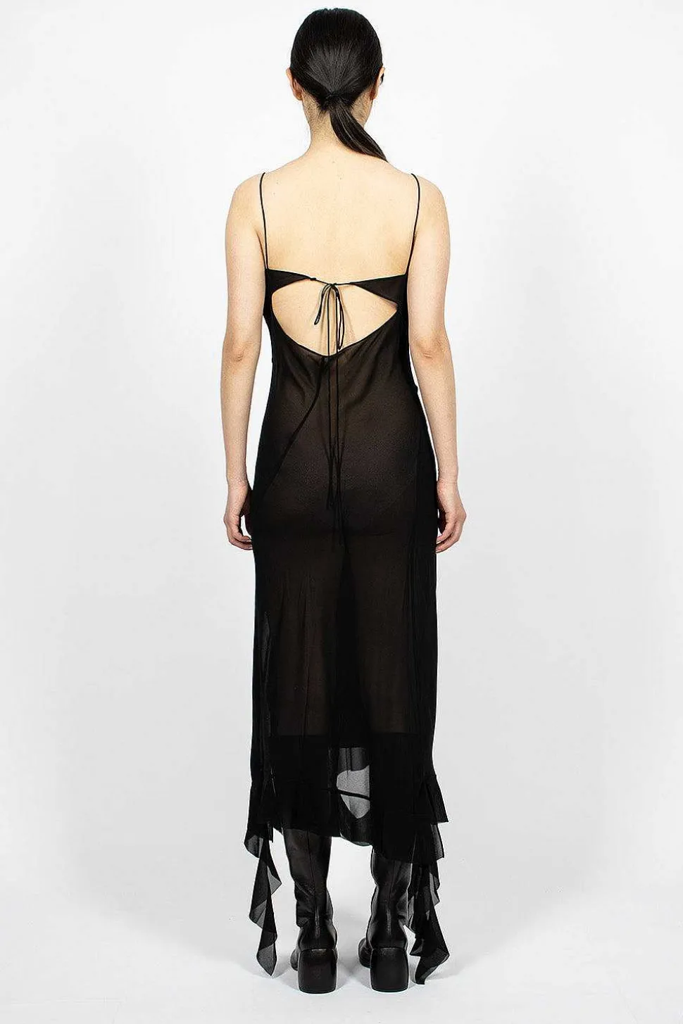Ruffle Strap Dress Black