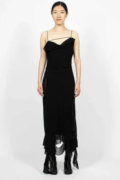 Ruffle Strap Dress Black