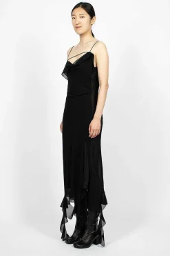 Ruffle Strap Dress Black