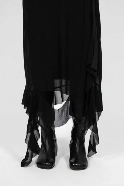 Ruffle Strap Dress Black
