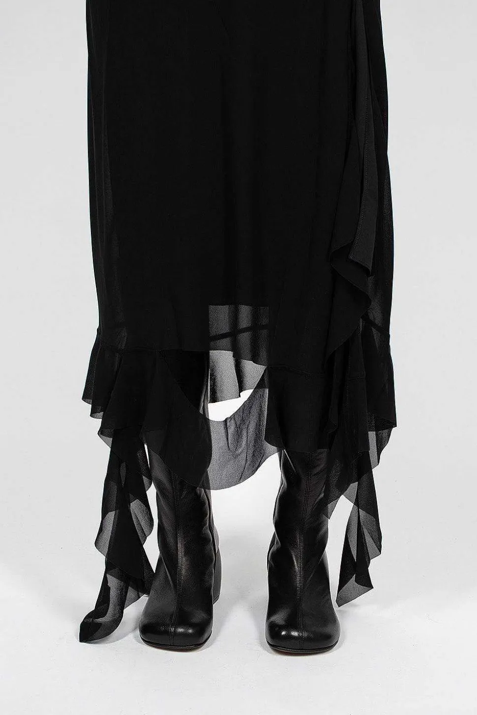 Ruffle Strap Dress Black