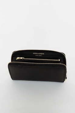 Sa0111 Classic Compartment Leather Purse Black