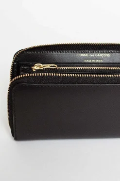 Sa0111 Classic Compartment Leather Purse Black