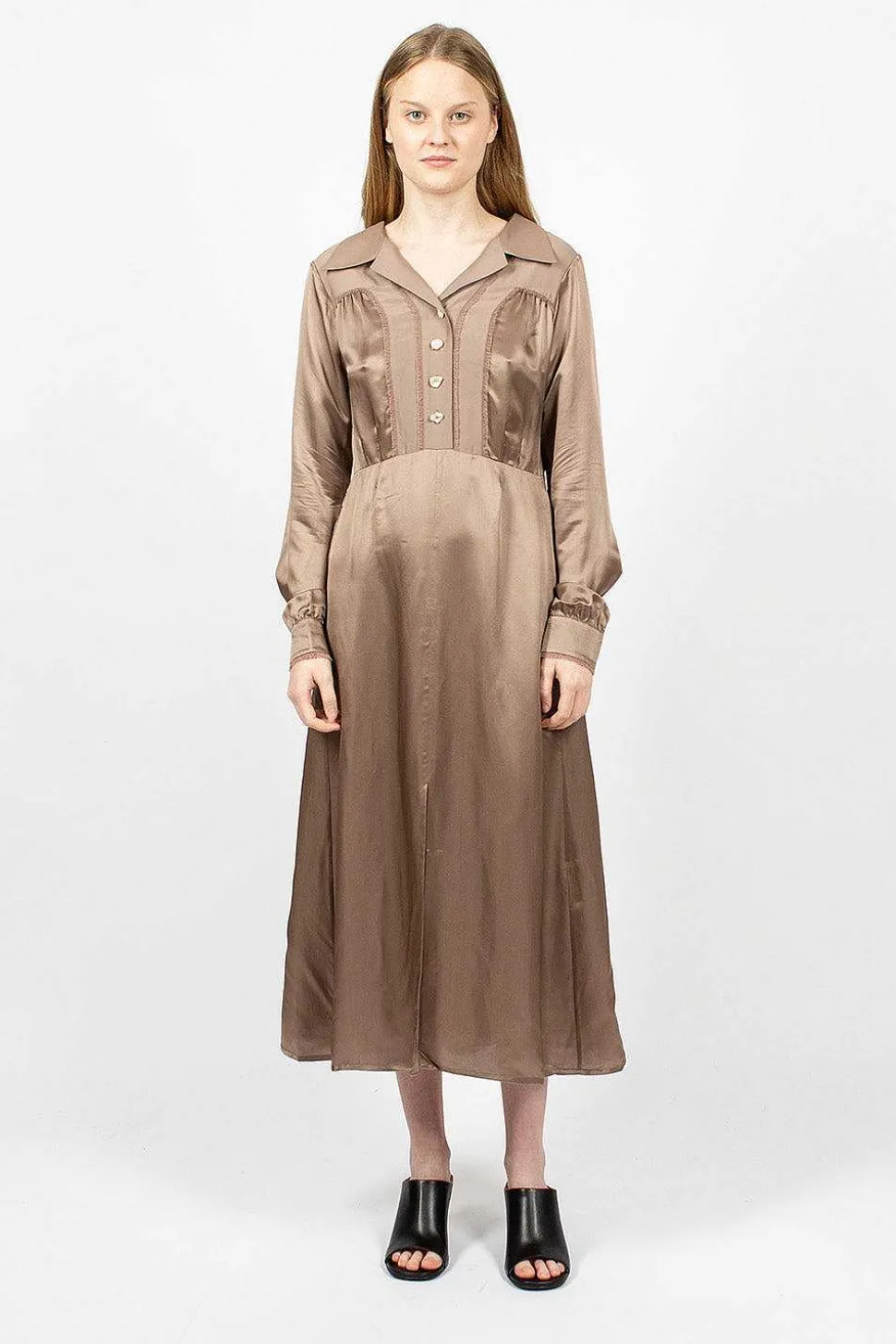 Satin Dress Mink Brown