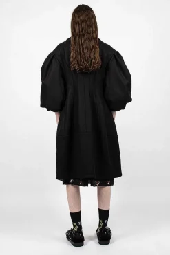 Sculpted Biker Detail Coat Black