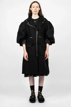Sculpted Biker Detail Coat Black