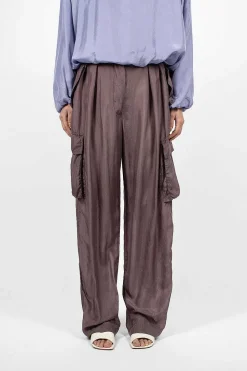 Silk Cargo Pants Brown