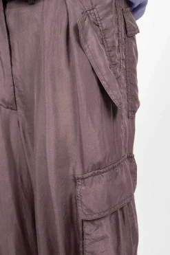 Silk Cargo Pants Brown