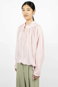 Silk Drawstring Blouse Blush