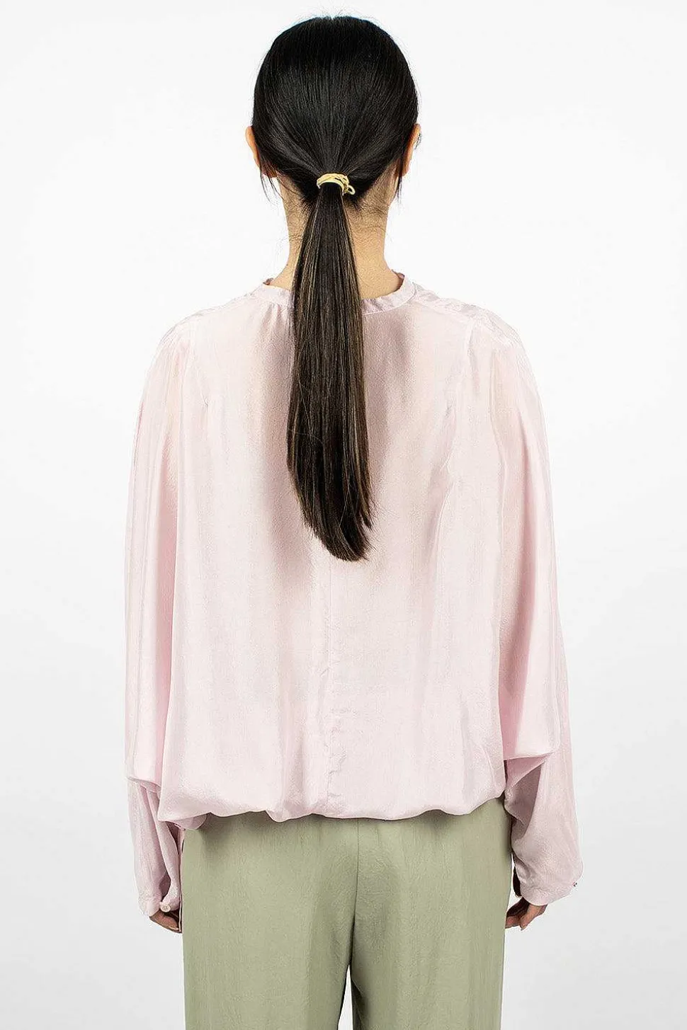 Silk Drawstring Blouse Blush