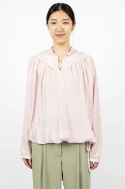 Silk Drawstring Blouse Blush