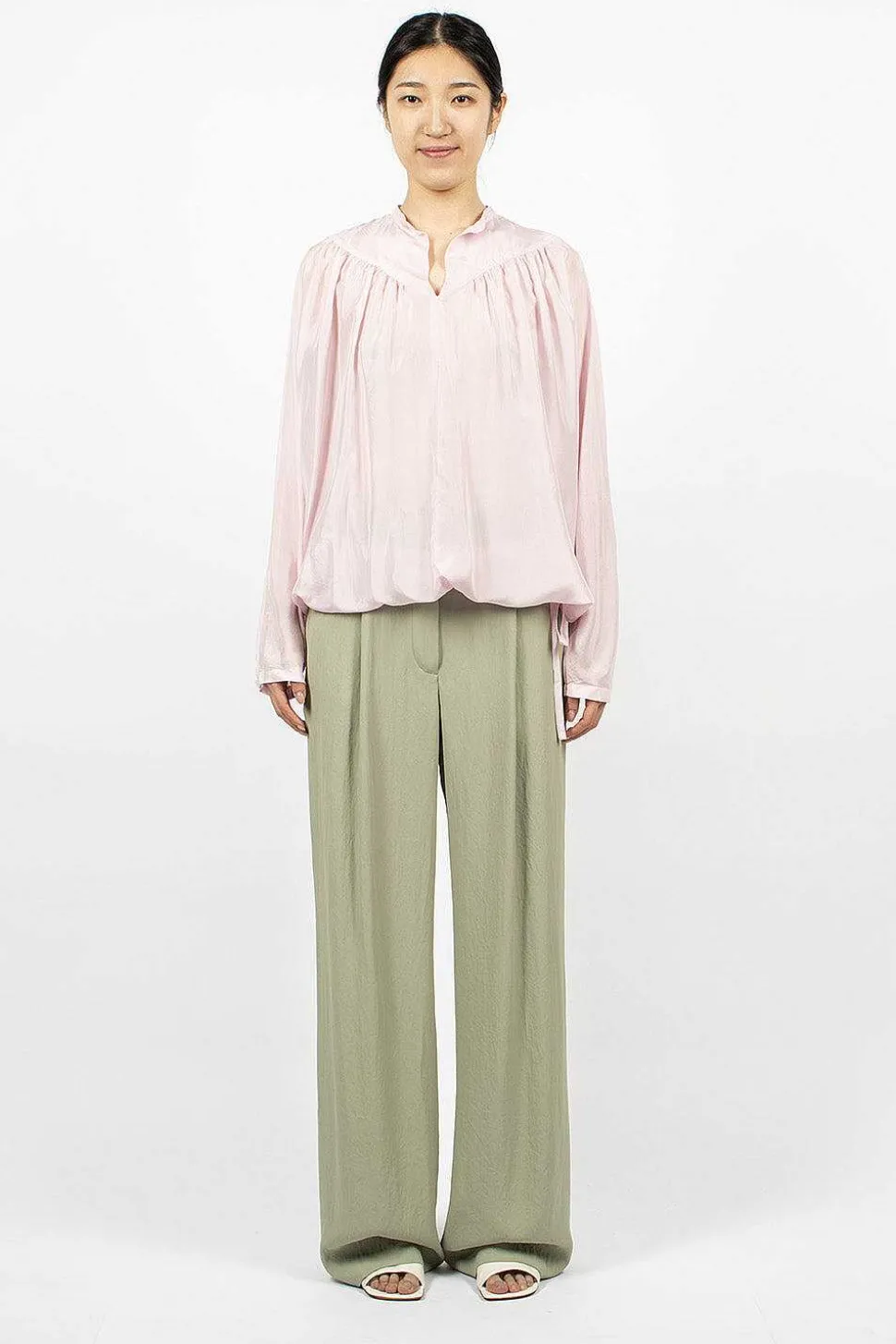 Silk Drawstring Blouse Blush