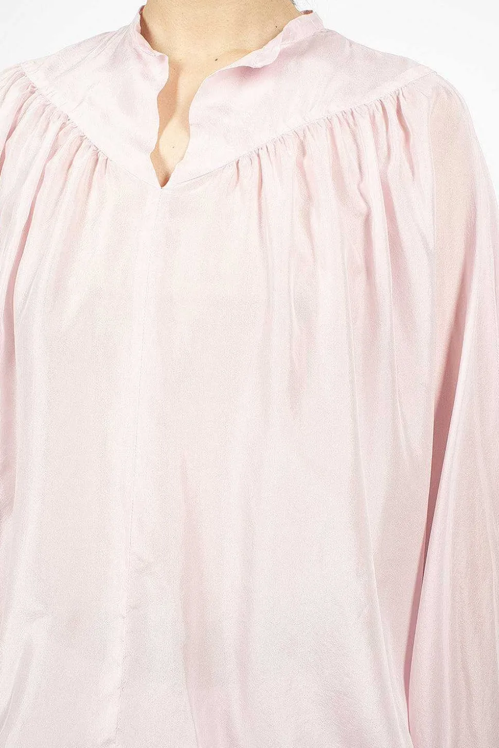 Silk Drawstring Blouse Blush