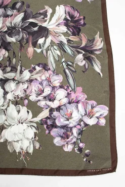 Silk Scarf Khaki Floral