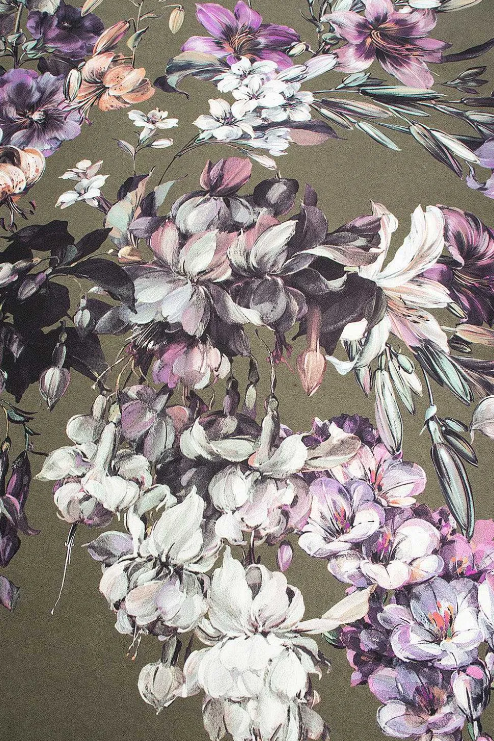 Silk Scarf Khaki Floral