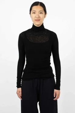 Slim Rib Turtleneck Black