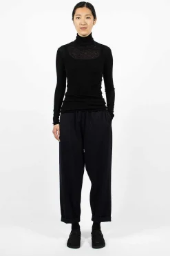 Slim Rib Turtleneck Black