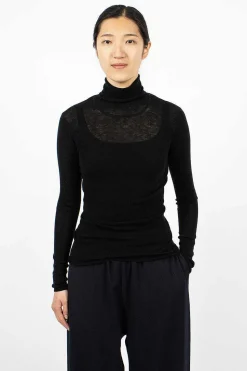 Slim Rib Turtleneck Black