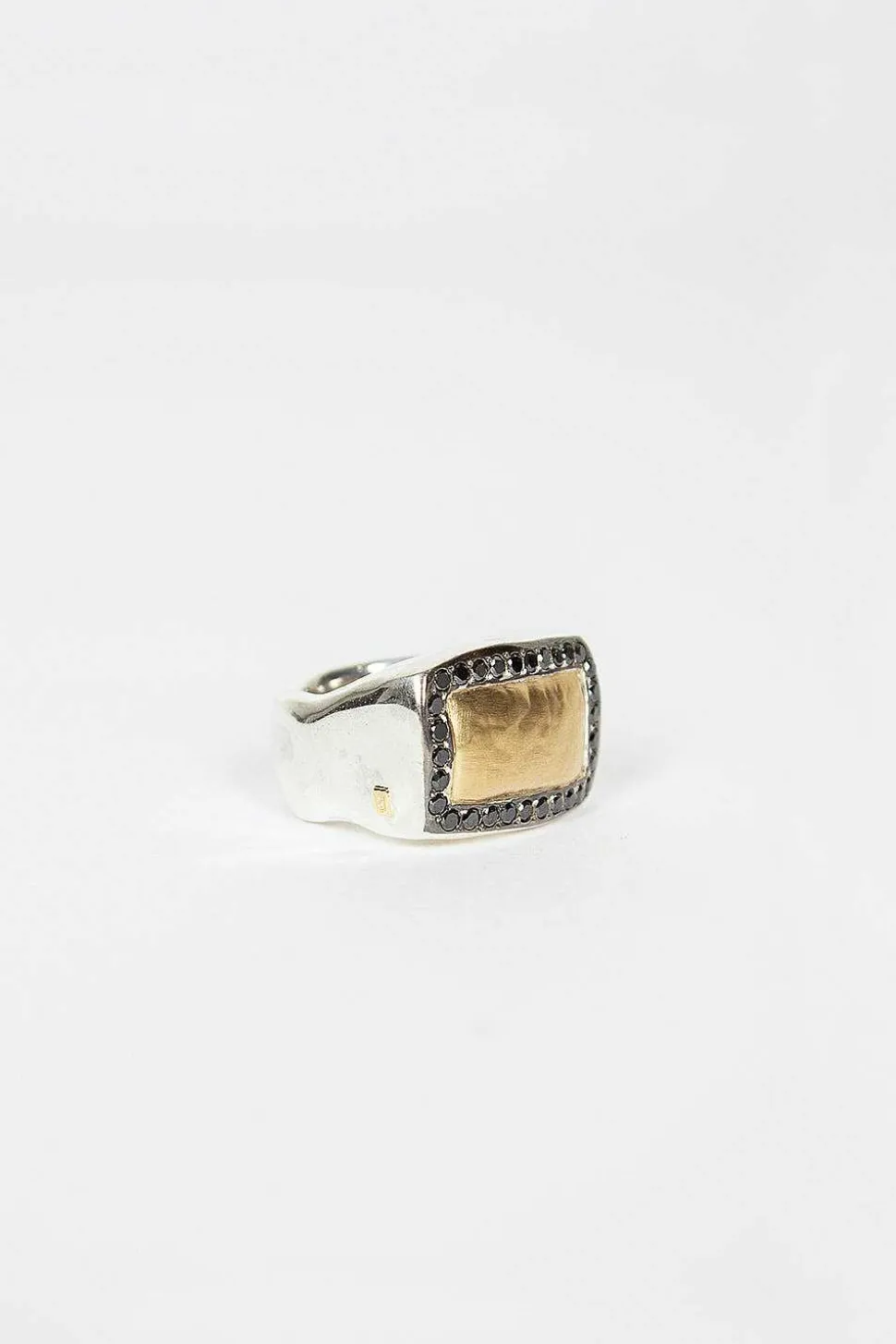 Solid Yellow Gold Black Diamond Ring