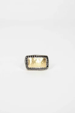 Solid Yellow Gold Black Diamond Ring