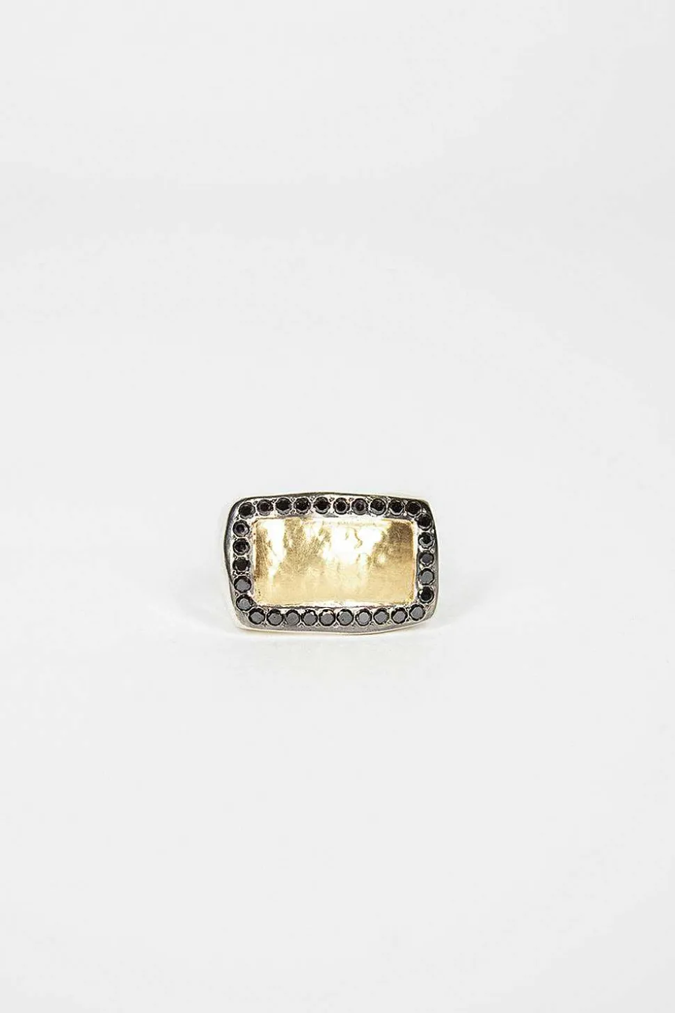 Solid Yellow Gold Black Diamond Ring