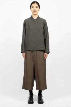 Stand Collar Blouse Charcoal