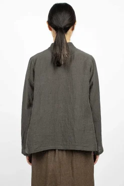Stand Collar Blouse Charcoal