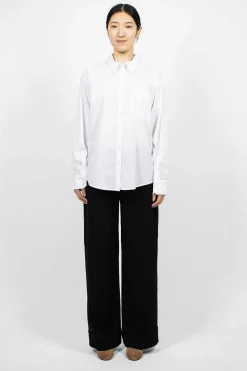 Striped Button-Up Shirt White