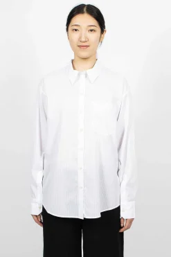 Striped Button-Up Shirt White