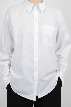Striped Button-Up Shirt White