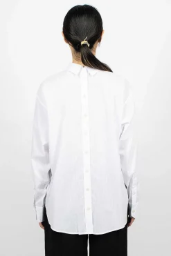 Striped Button-Up Shirt White
