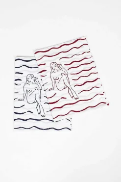 Tenugui Towel 2 Pack Blue/Red