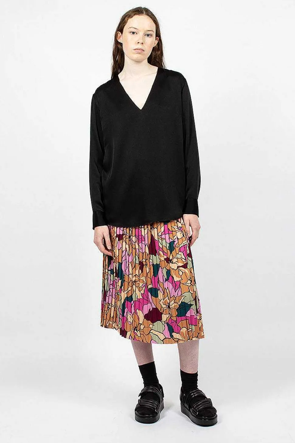 V Neck Blouse Black
