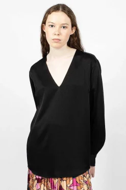 V Neck Blouse Black