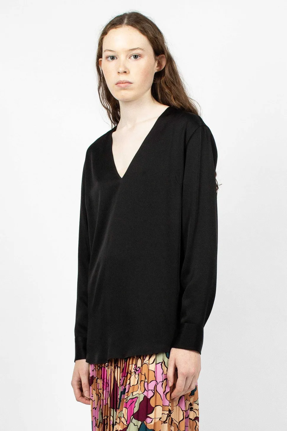 V Neck Blouse Black