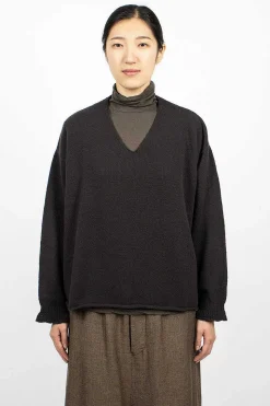 V Neck Pullover Brown/Black
