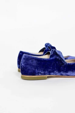 Velvet Ballerina Shoe Blue