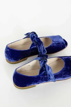 Velvet Ballerina Shoe Blue
