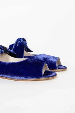 Velvet Ballerina Shoe Blue