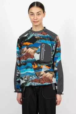 Vent Printed Pullover Blue