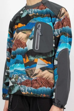 Vent Printed Pullover Blue